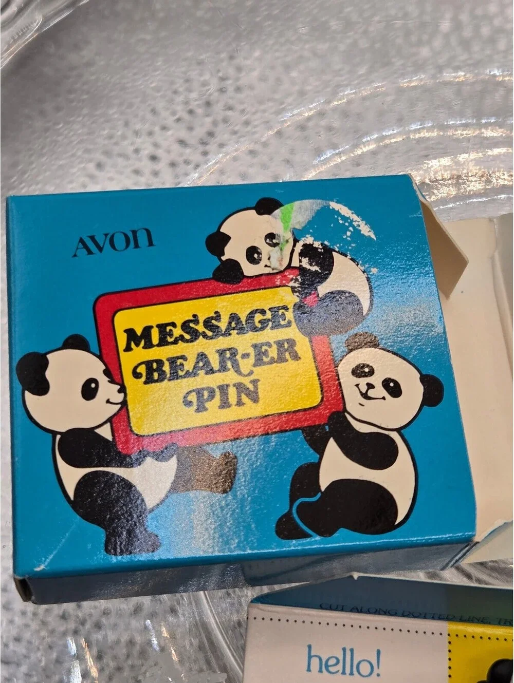 Avon 1983 Message Bear-er Pin with Panda Design in Original Box
